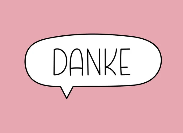 Danke thank you inscription. Handwritten lettering illustration.Black vector text in speech bubble.Simple outline marker — Stock Vector