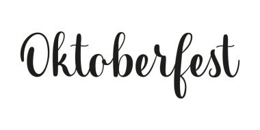 Oktoberfest el yazısı. Beyaz arkaplanda siyah vektör metni. Modern fırça kaligrafi biçimi