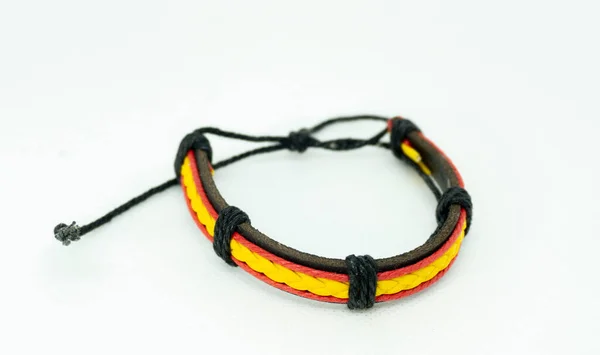 Pulseira Couro Com Bandeira Espanha — Fotografia de Stock