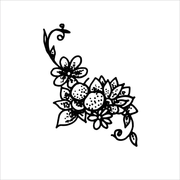 Imagem Preto Branco Padrão Étnico Com Maçãs Design Tatuagem Logotipo —  Vetores de Stock