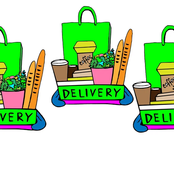 Food delivery image. Seamless pattern.