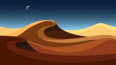 Çölde bir gece. Güzel kum manzarası.