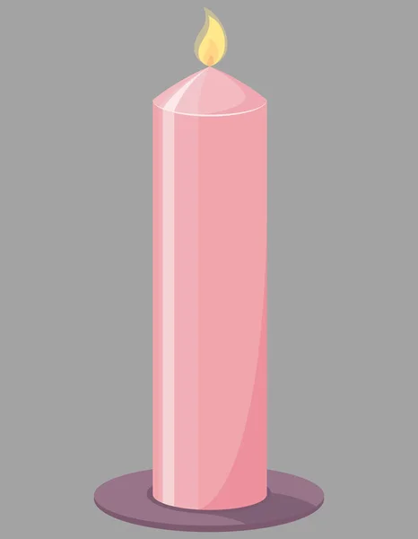 Long Wax Candle Single Object Cartoon Style — Stock Vector