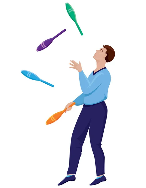Juggler Clubs Male Circus Character — Stock Vector
