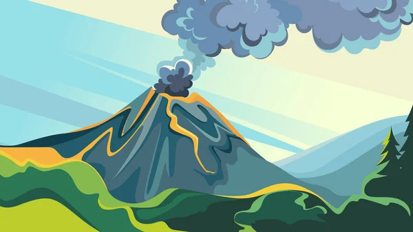 Активний Вулкан Дикій Природі Красиві Природні Пейзажі — стоковий вектор