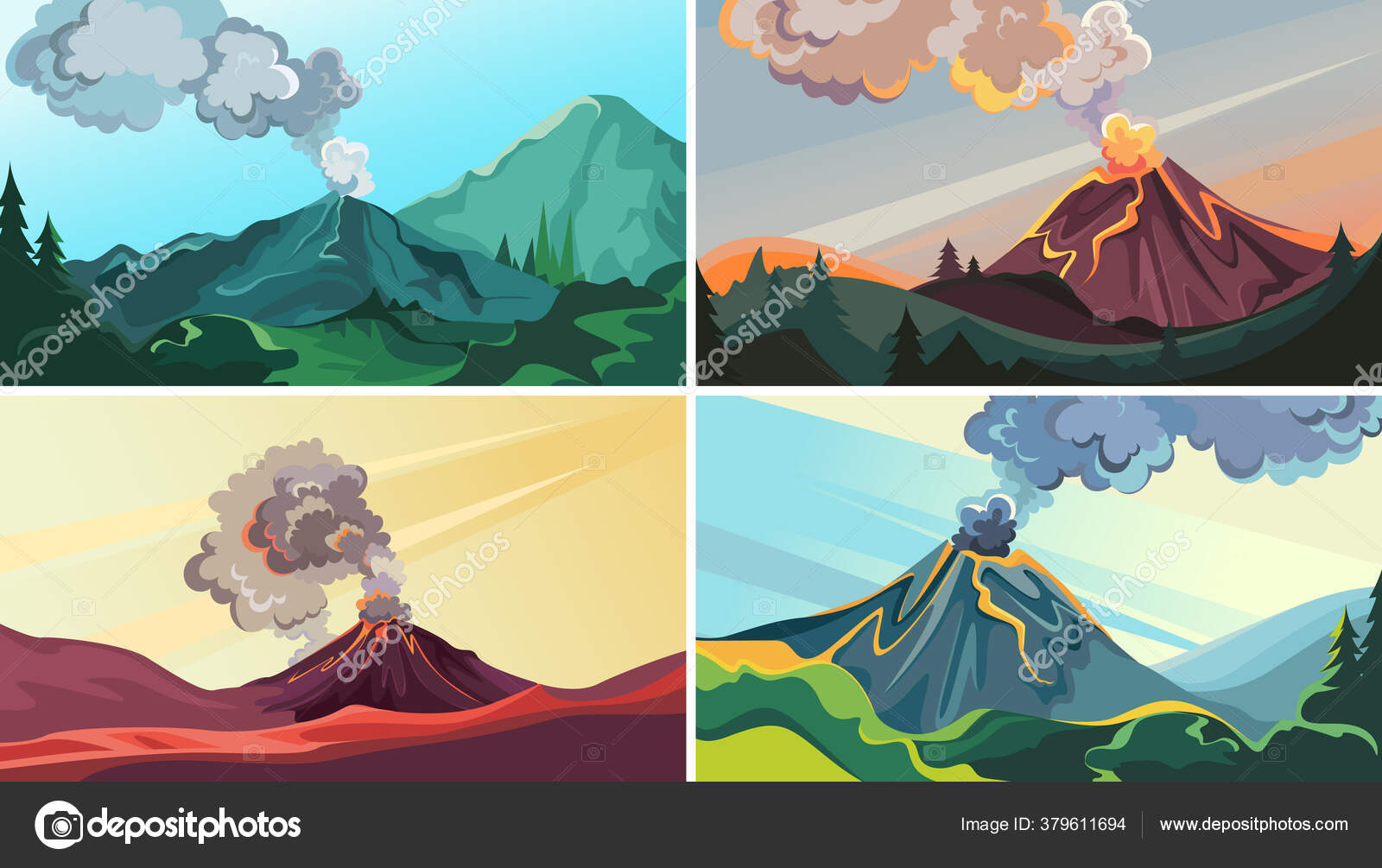 Volcanes imágenes de stock de arte vectorial | Depositphotos