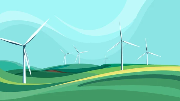 Landscape with wind farms. — Stock Vector
