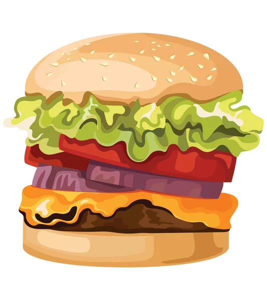 Burger diisolasi pada latar belakang putih. - Stok Vektor