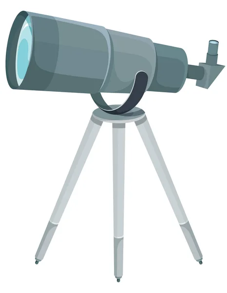 Telescope Tripod Isolated White Background Optical Equipment Cartoon Style — Stock Vector