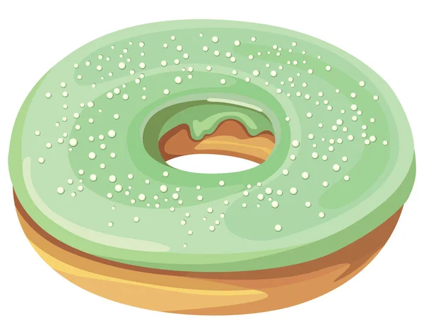 Donut Com Creme Pistache Deliciosos Doces Estilo Cartoon — Vetor de Stock