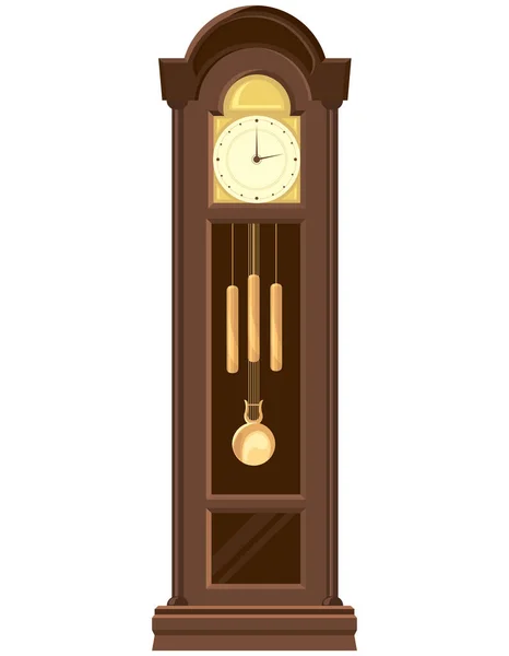 Reloj Abuelo Estilo Dibujos Animados Objeto Vintage Aislado Sobre Fondo — Vector de stock