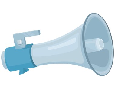 Çizgi film tarzında megafon. Hoparlör beyaz arkaplanda izole edildi.