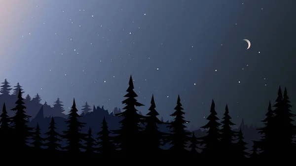 Paysage forestier nocturne. — Image vectorielle