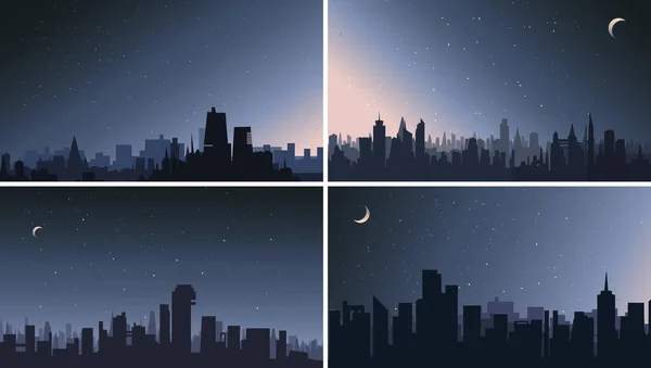 Collecte des villes dans la nuit. — Image vectorielle
