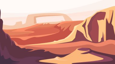 Güzel Mars manzarası. Çizgi film tarzında uzay manzarası.