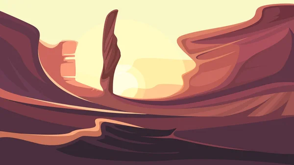 赤い山の砂漠 渓谷と自然景観 — ストックベクタ