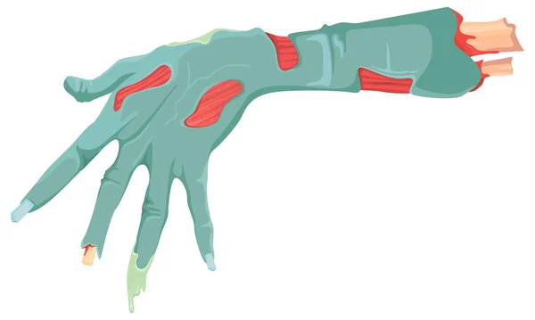 Okaleczona Ręka Zombie Symbol Halloween Izolowane Białym Tle — Wektor stockowy
