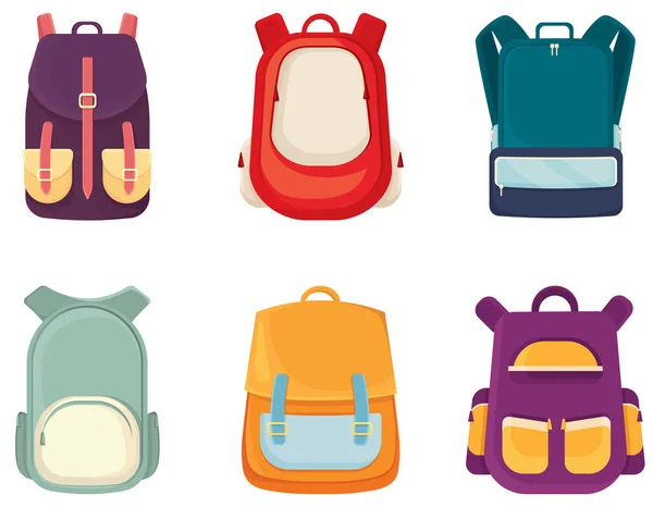 Conjunto de diferentes bolsas escolares . — Vetor de Stock