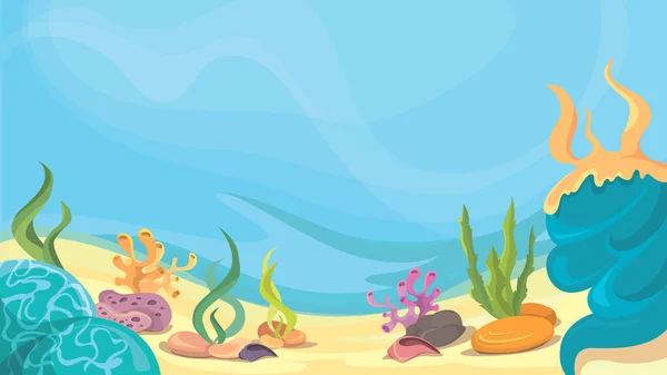 Ocean floor in cartoon style. — Stock Vector