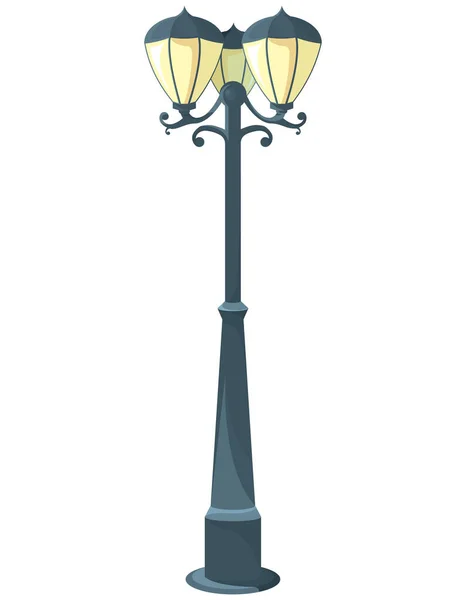 Lamppost Con Tres Luces Equipo Ligero Vintage — Vector de stock