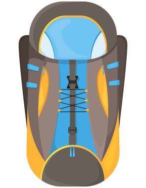 Çizgi film tarzında kamp çantası. Modern seyahat çantası..