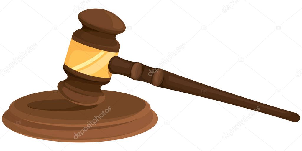Law and justice concept. Judge's gavel in cartoon style.