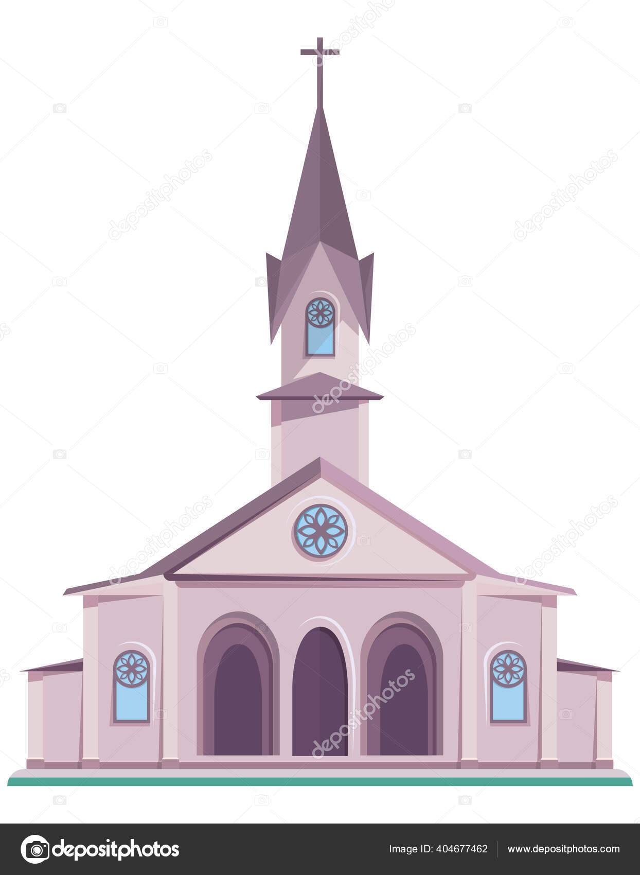 Gereja Katolik Klasik Objek Arsitektur Dalam Gaya Kartun Stok Vektor C Pavkon 404677462