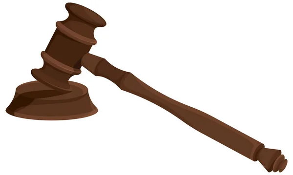 Νόμο Και Δικαιοσύνη Ξύλινο Σφυρί Δικαστή Στυλ Κινουμένων Σχεδίων — Διανυσματικό Αρχείο