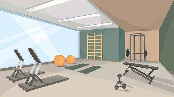 Background Gym Big Window Sports Hall Interior — Stock Vector