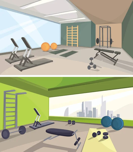 Collection of different gyms. — Stock Vector