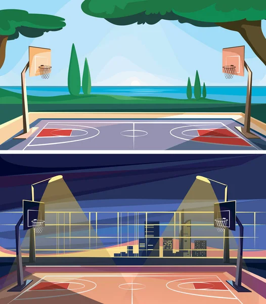 Colección de canchas de baloncesto. — Vector de stock