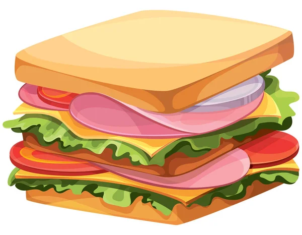 Grote vierkante sandwich. — Stockvector