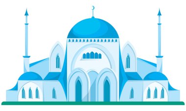Çizgi film tarzında büyük mavi cami..