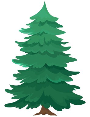 Holiday tree isolated on white background. Conifer in cartoon style. clipart
