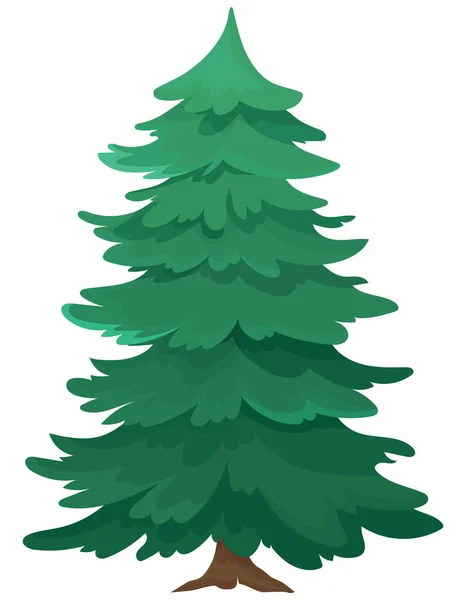 Holiday Tree Isolated White Background Conifer Cartoon Style — Stock Vector