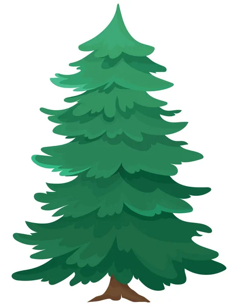 Árbol Vacaciones Aislado Sobre Fondo Blanco Conífera Estilo Dibujos Animados — Vector de stock