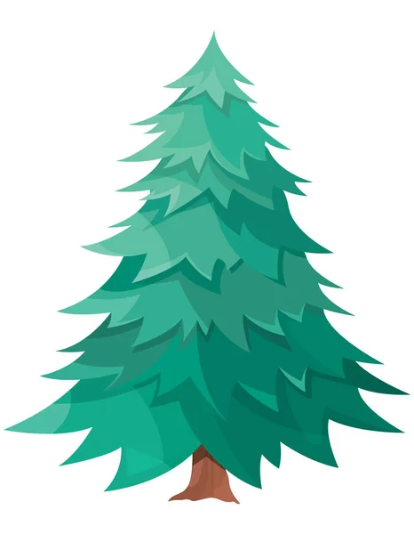 Abeto Aislado Sobre Fondo Blanco Árbol Coníferas Estilo Dibujos Animados — Vector de stock