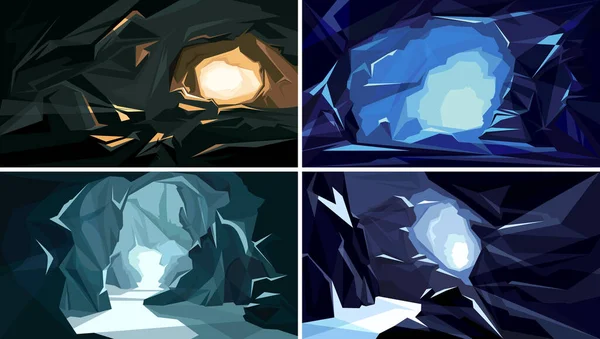 Insamling Underjordiska Landskap Vacker Grotta Bakgrunder — Stock vektor