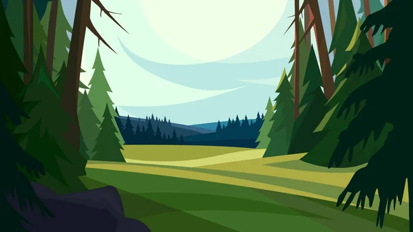 Belle forêt de conifères. — Image vectorielle