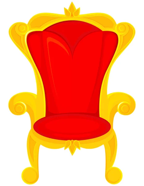 Trono Real Estilo Dibujos Animados Silla King Roja Dorada — Vector de stock