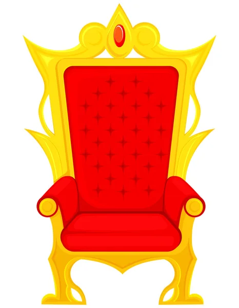 King Throne Cartoon Style Red Gold Royal Armchair — Stock Vector