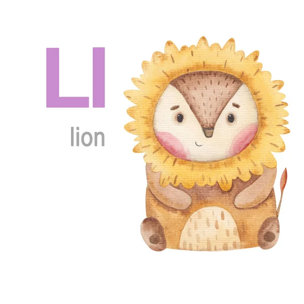 Lettre Set Animal Alphabet Illustration Lion — Photo