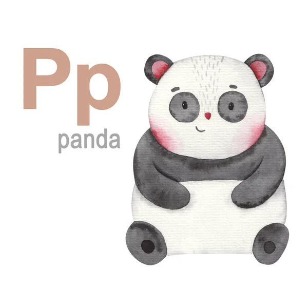 Letra Conjunto Alfabeto Animal Ilustração Panda — Fotografia de Stock