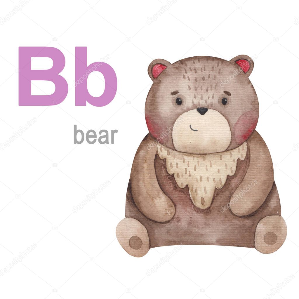 b letter set animal alphabet illustration bear