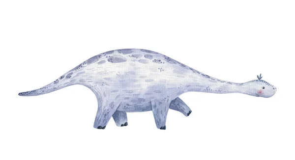 Χαριτωμένο Καρτούν Μπλε Δεινόσαυρος Μακρύ Λαιμό Ψάχνει Για Κάτι Στο — Φωτογραφία Αρχείου