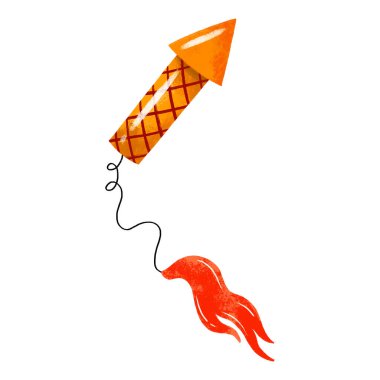 Tatil selamı, ateşle havai fişek gösterisi. İzole edilmiş arka planda elle çizilmiş suluboya. Tatil kutlaması. Doğum günün kutlu olsun. Kazanan sürpriz. Patlama