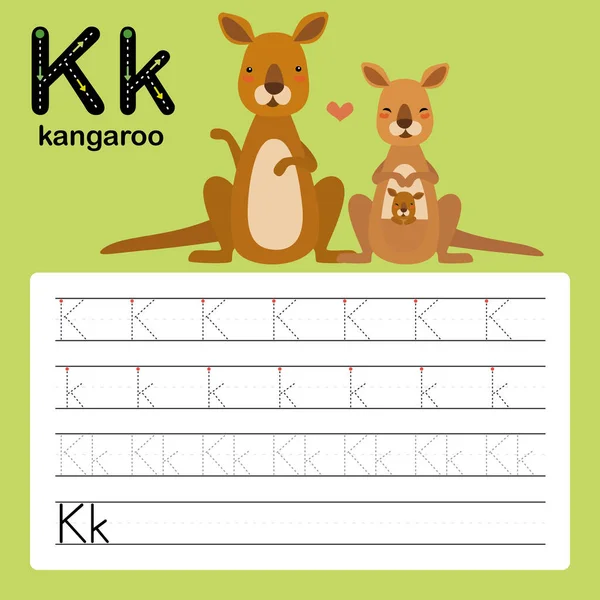 Känguru Alphabet Arbeitsblatt Für Vorschule Und Kindergarten Zur Verbesserung Der — Stockvektor