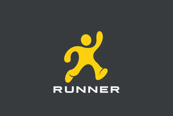 Running Man Astratto Sport Delivery Logo Design Modello Vettoriale — Vettoriale Stock