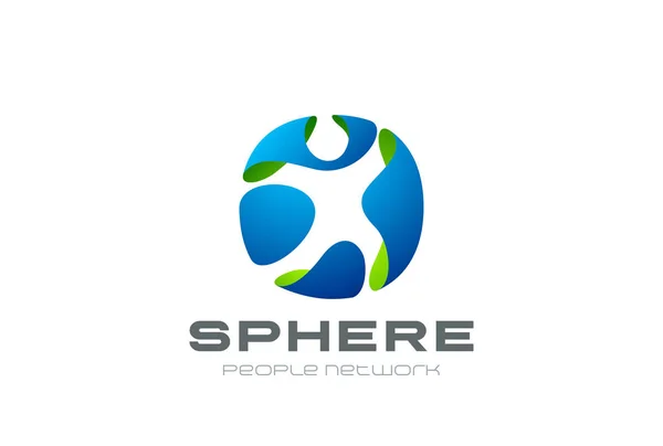 Sphere Man Digital People Generation Logo Design Web Internet Circle — Stock Vector