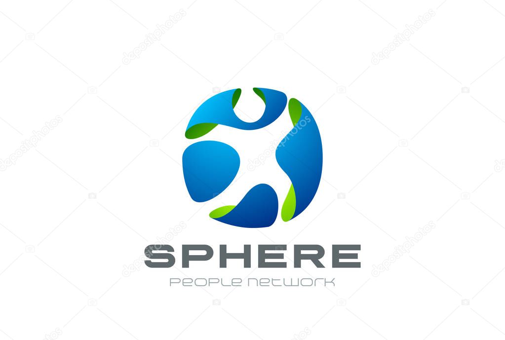 Sphere man digital people generation Logo design. Web internet circle emblem Logotype concept icon
